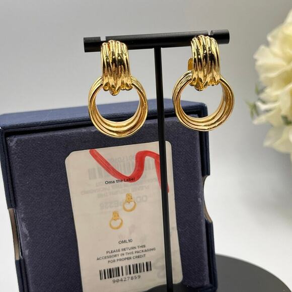 Oma The Label The Idea 18k Gold Plated Chunky Hoop Statement Earring - Picture 1 of 9